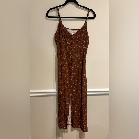 SALTWATER LUXE TORI MIDI DRESS in PECAN Floral Print Size Large - Picture 6 of 9